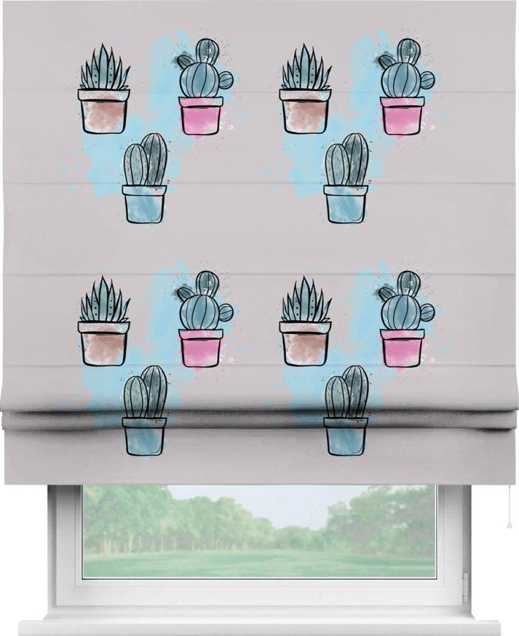 Римская штора «Кортин» для проема «Кактусовая оранжерея»